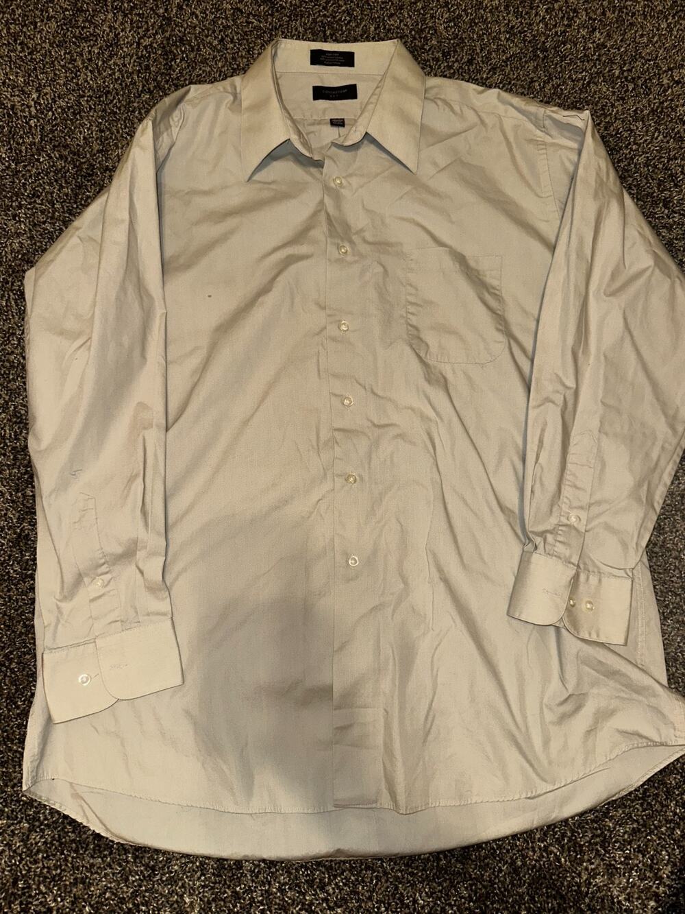 Covington Easy Care Dress Shirt XL 17-17.5 34/35 Beige Long Sleeve Mens